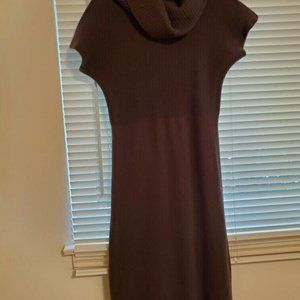 Stile Benetton Women's Sweater Dress Small Brown Short Sleeve Wool Angora Blend
